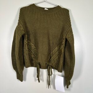 cinq a sept Olive Green Chunky Knit Sweater